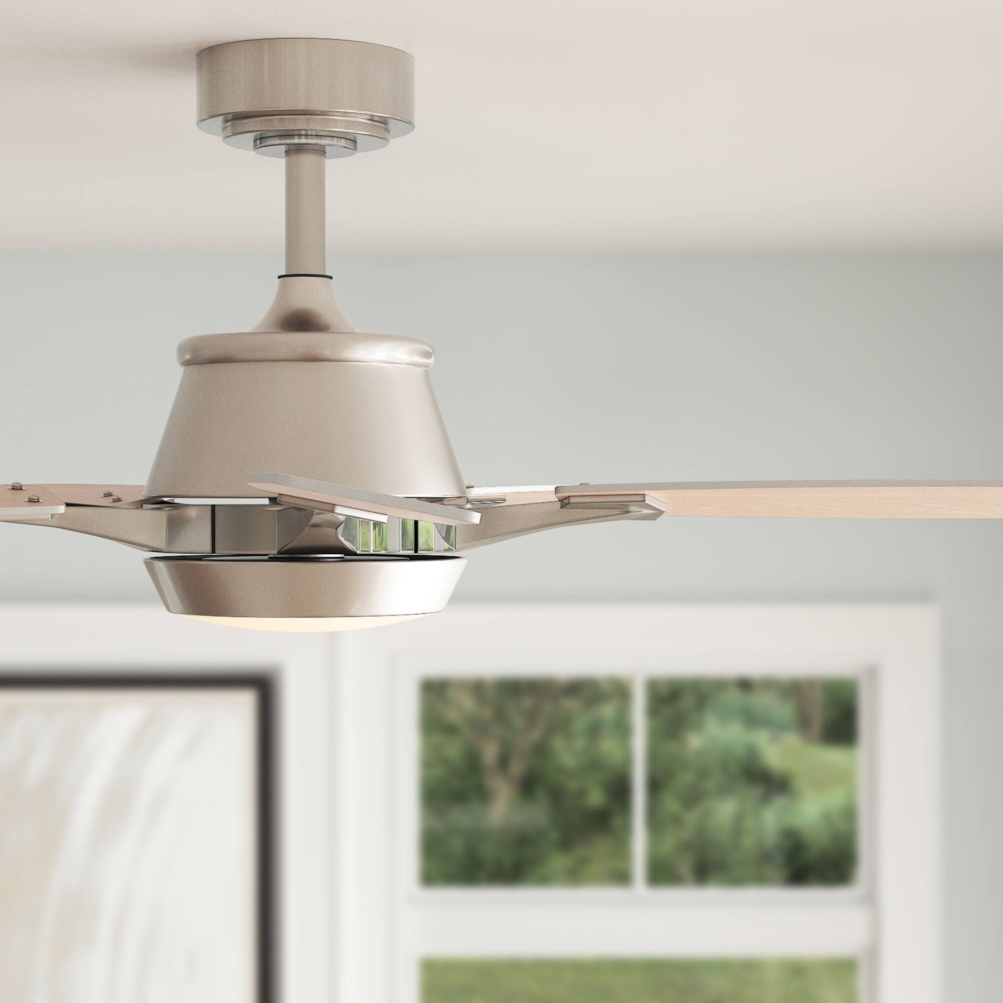 Alt View 7. Siljoy - 42" Modern Low Profile Ceiling Fan with Light and APP/Remote,DC Reversible Motor, Dimmable LED for Bedroom/Living Room - Nickel.
