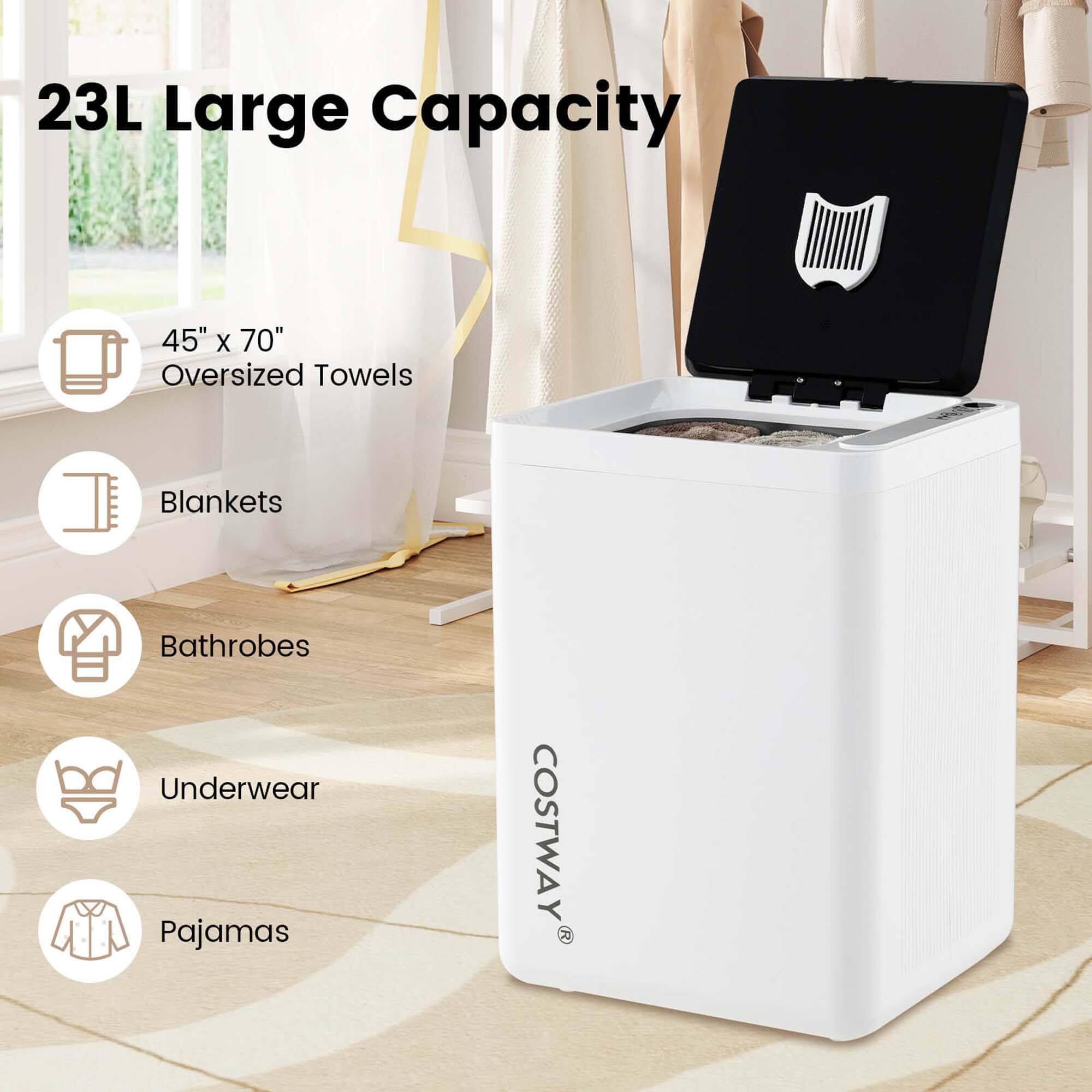 23L Large Capacity

- 45" x 70" Oversized Towels
- Blankets
- Bathrobes
- Underwear
- Pajamas

COSTWAY