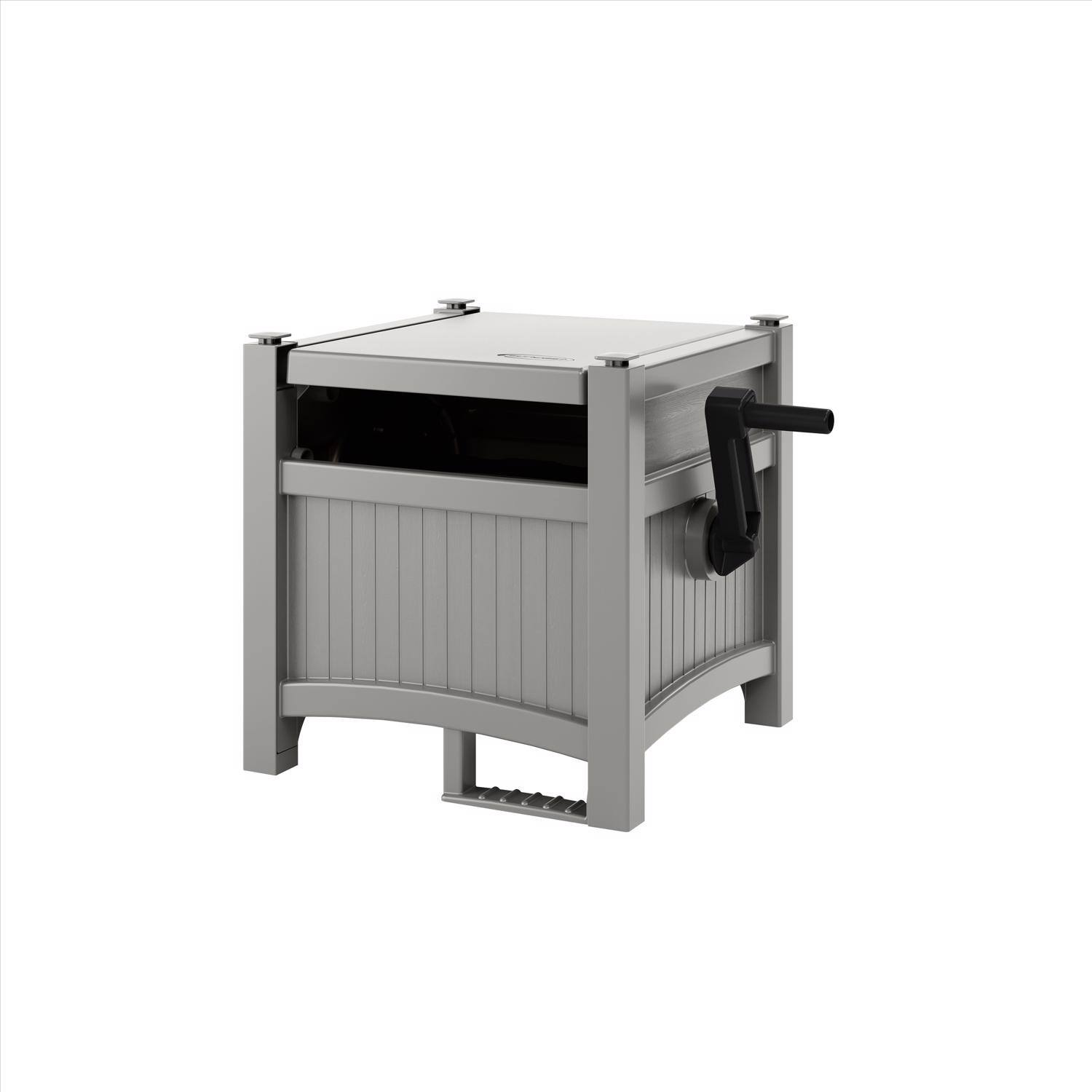 Left. Suncast - Suncast 100 ft. Gray Free Standing Hideaway Hose Reel.