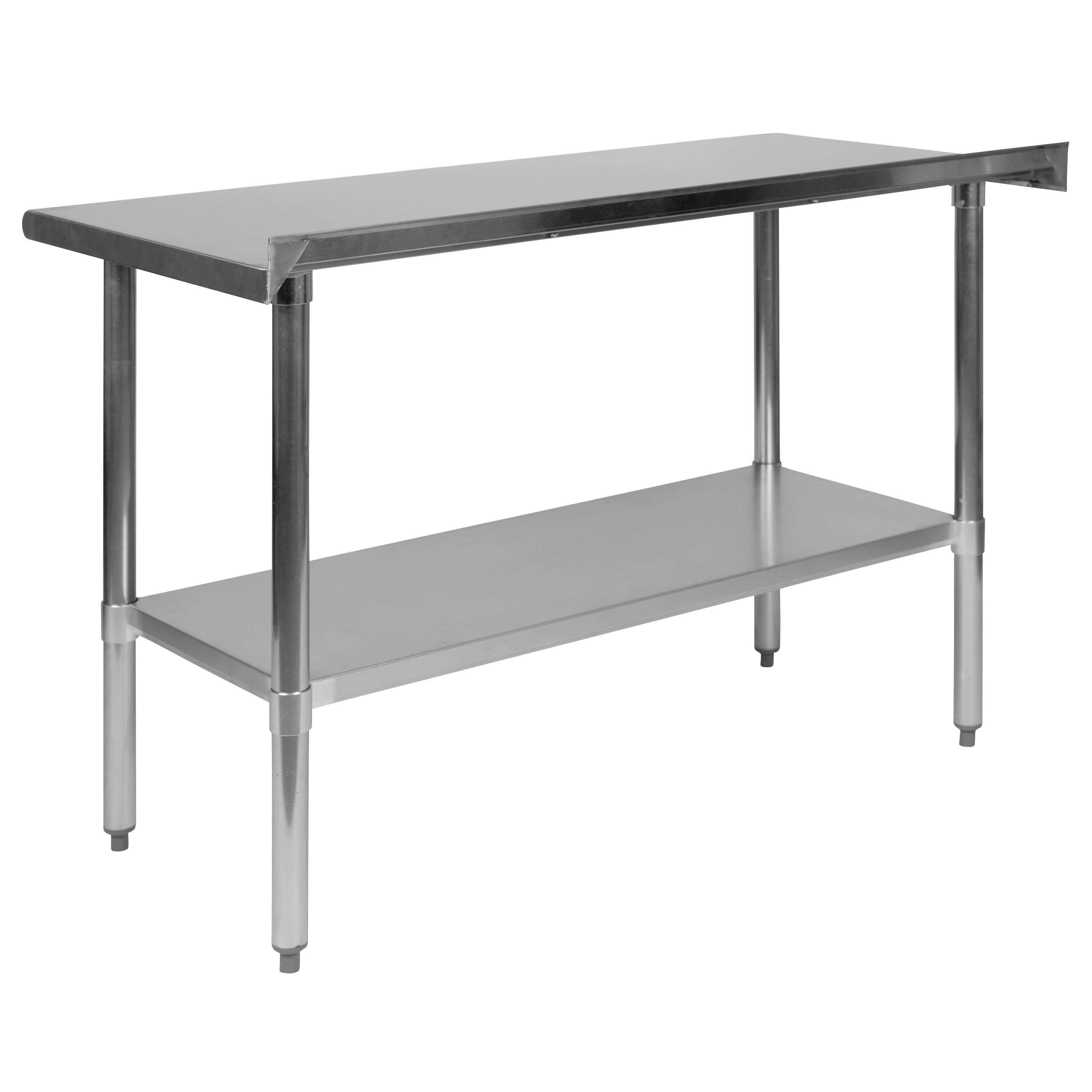 Alt View 5. Emma + Oliver - Stainless Steel 18 Gauge Prep and Work Table with Backsplash and Shelf, NSF - Stainless Steel.