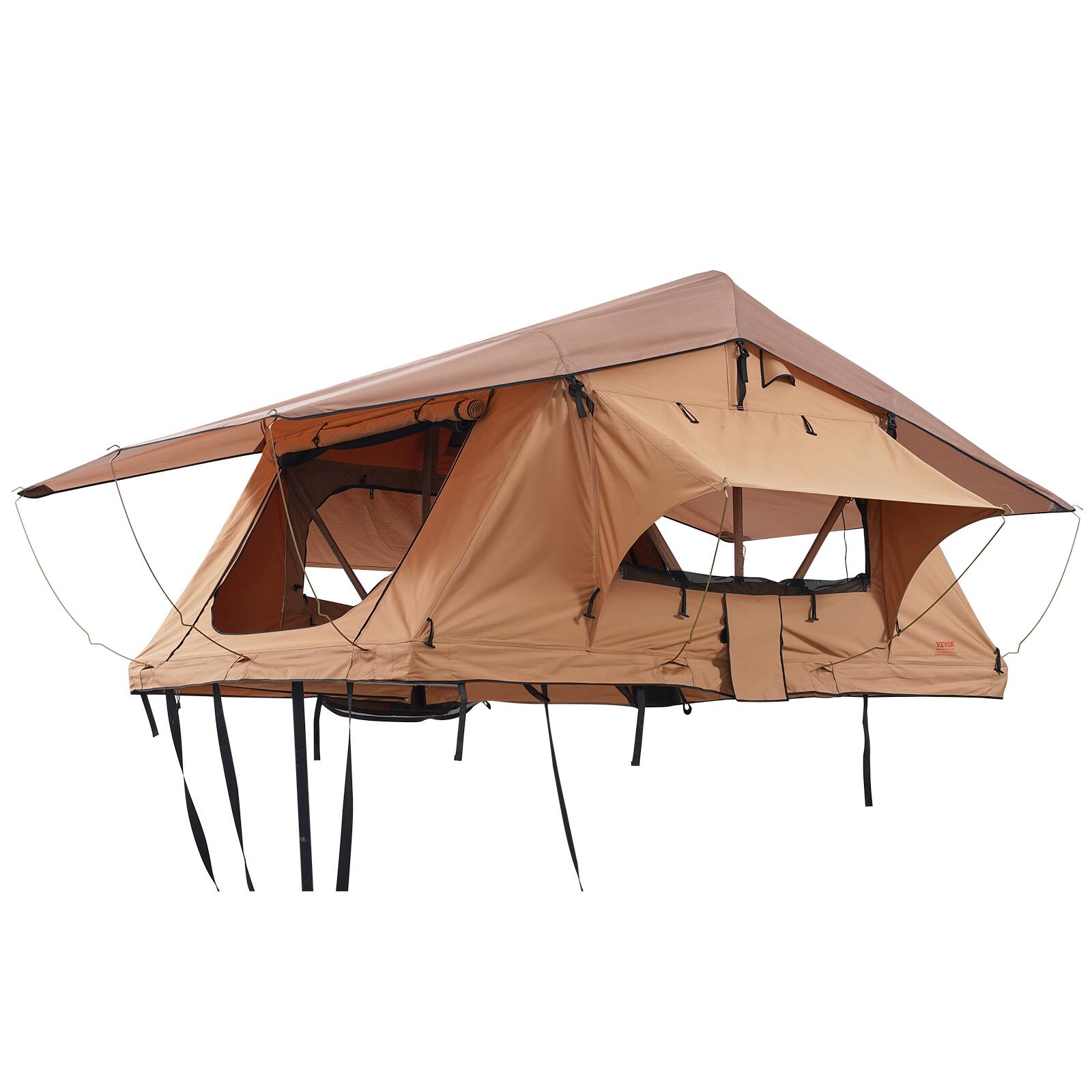 Alt View 5. VEVOR - Rooftop Tent Hard Shell, Rooftop Tent Hardshell for 2-3 Person, Folding Roof Top Tent with Telescopic Ladder - Khaki.