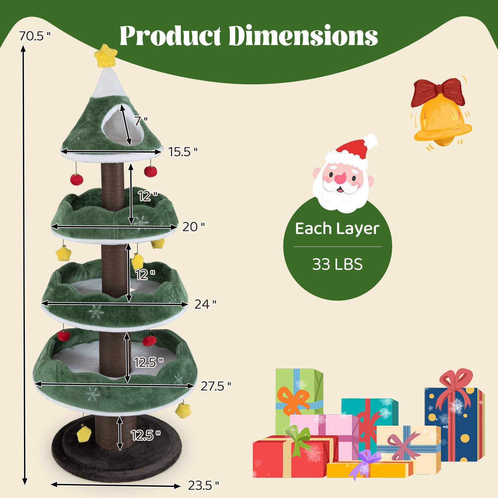 70.5" Product Dimensions  
7" 15.5" 12" 20"  
Each Layer  
12" 33 LBS  
24" 12.5" 27.5" 12.5" 23.5"
