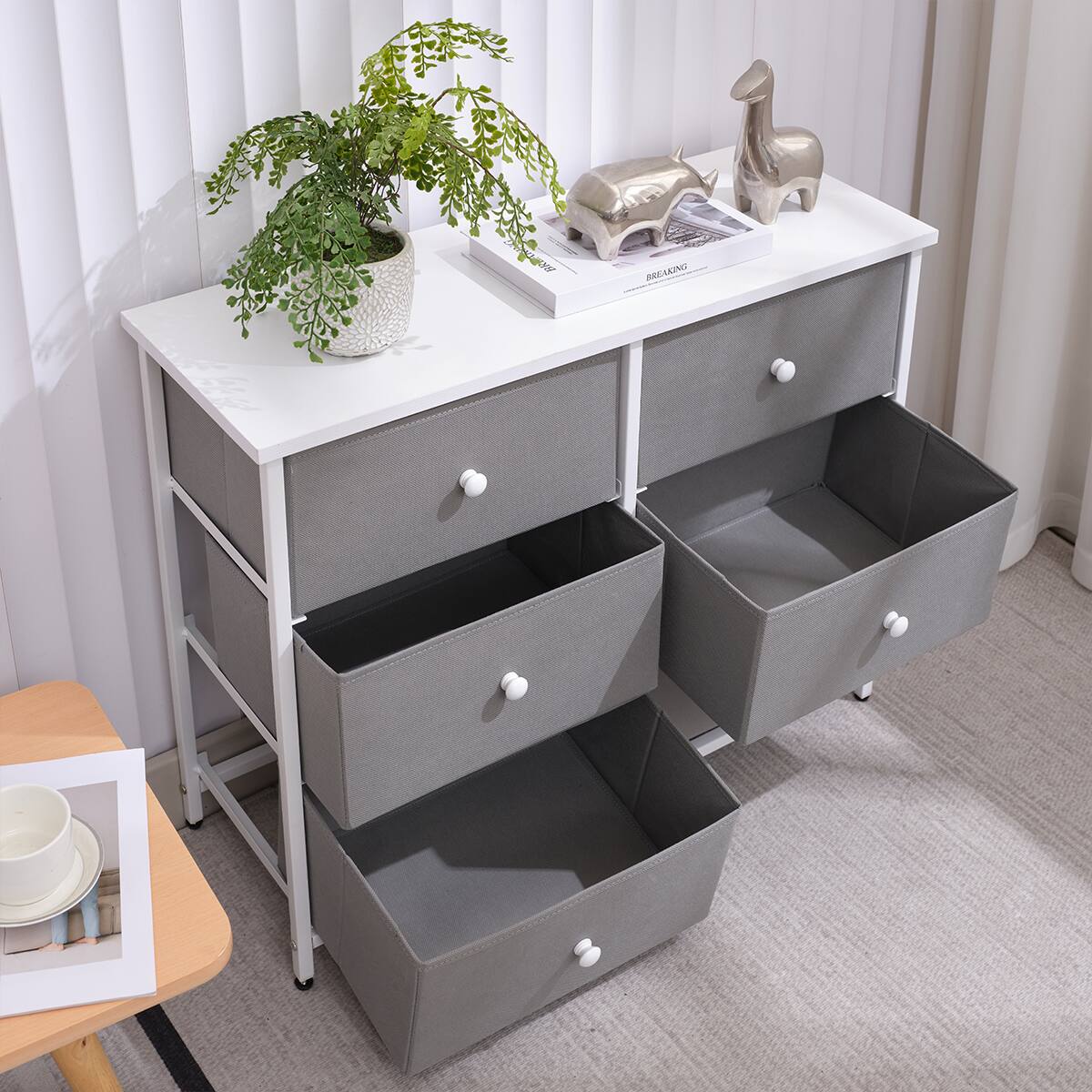 Alt View 11. Bestier - Bestier - 31.5in Closet Fabric Dresser with Metal Frame for Bedroom - White.