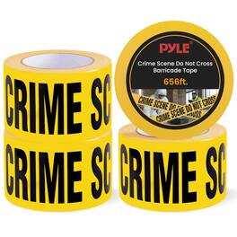 Pyle - 4 Pieces Crime Scene Do Not Cross Tape Set - 656 Foot Long Tape Roll - Yellow