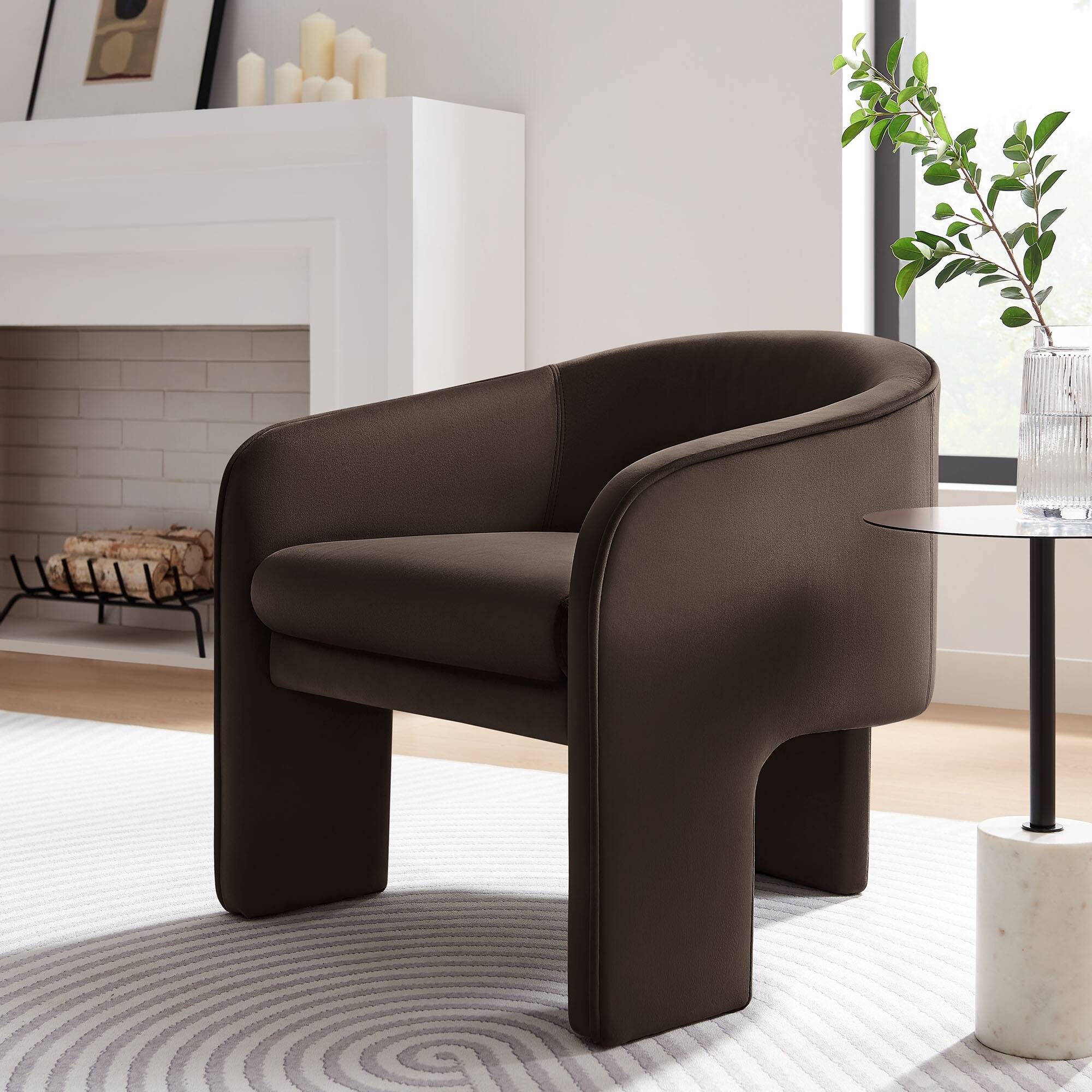 Alt View 4. Modway - Greer Performance Velvet Upholstered Accent Armchair by Modway - Brown.