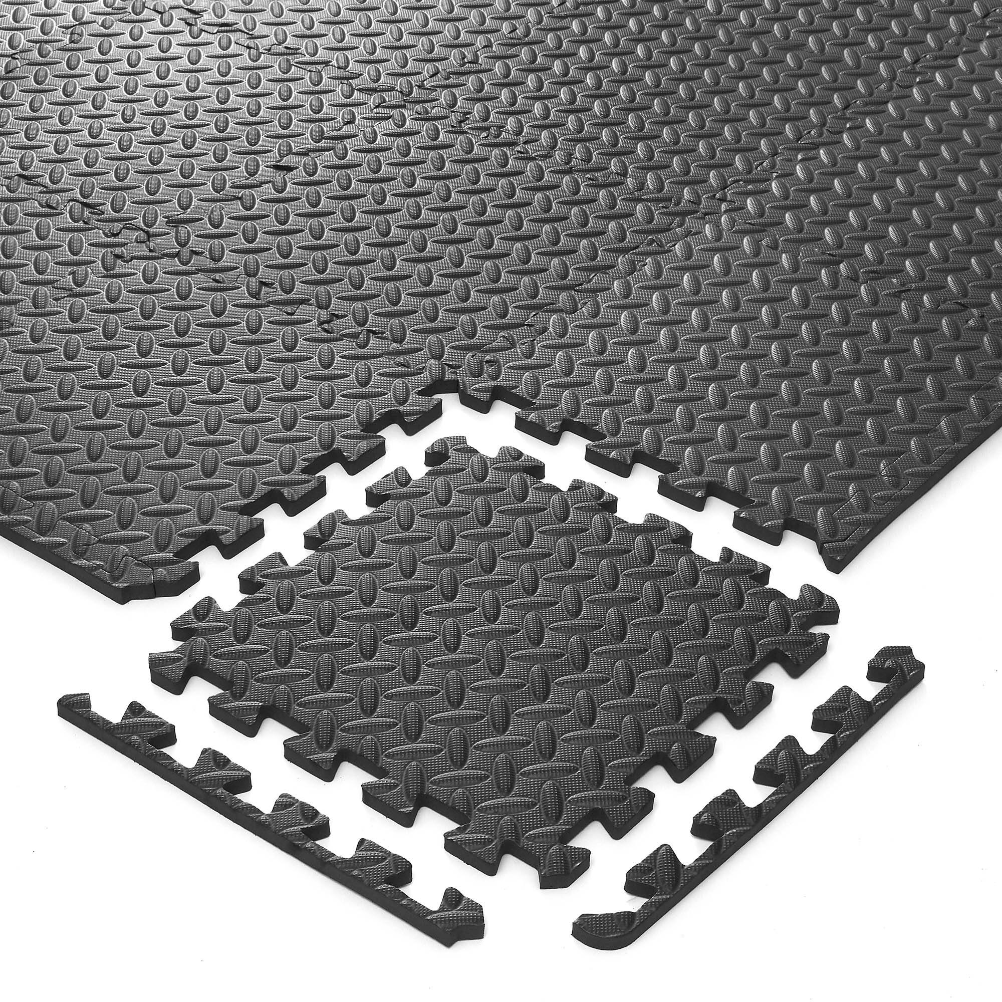 Alt View 3. Philosophy Gym - Exercise Flooring Mats - Foam Rubber Interlocking Puzzle Floor Tiles - Black.