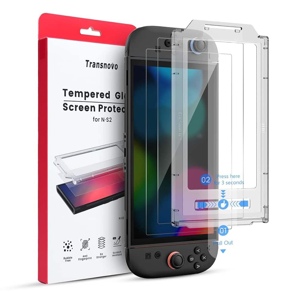 PARKER SLATER - 2 Pack Screen Protector for Nintendo Switch 2 2025, 9H Tempered Glass, HD Clear, Anti-Scratch, Bubble-Free