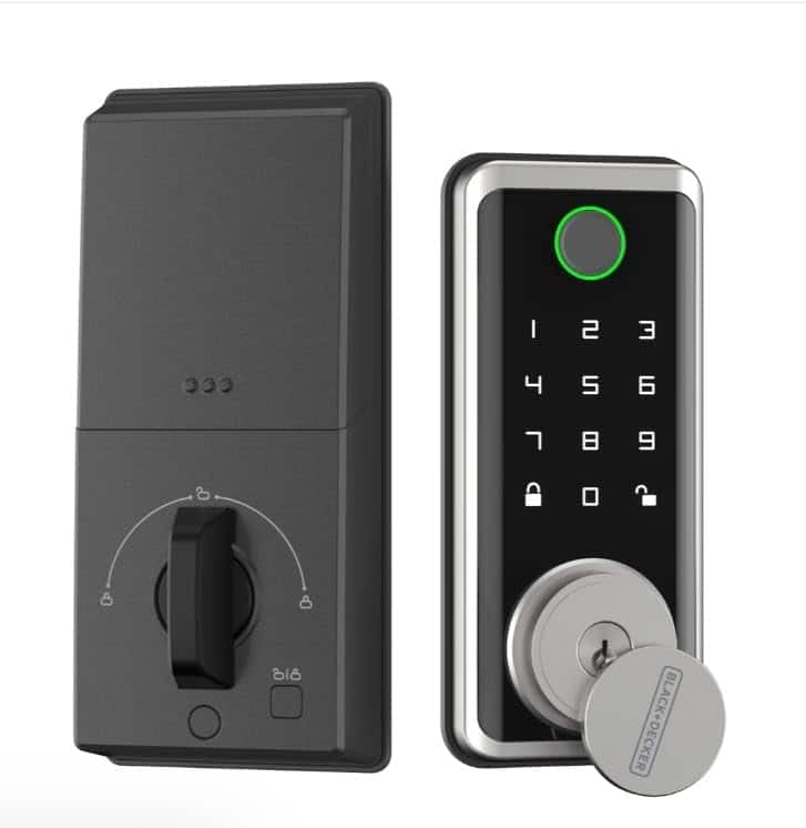 Black+Decker - 5-in-1 Smart Lock w/ WiFi – Fingerprint, App Control, Keypad, Auto-Lock, Keyless Entry - Silver