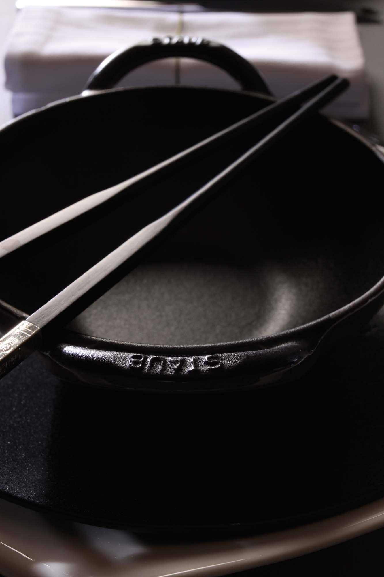 Alt View 4. Staub - Staub Cast Iron 6-qt Wok - Matte Black - Matte Black.