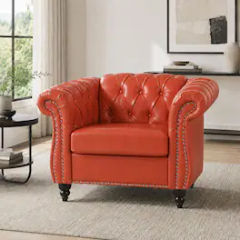 Anysun - Modern Classic PU Leather Sofa Set - Luxurious Comfort & Stylish Durable Design - Orange
