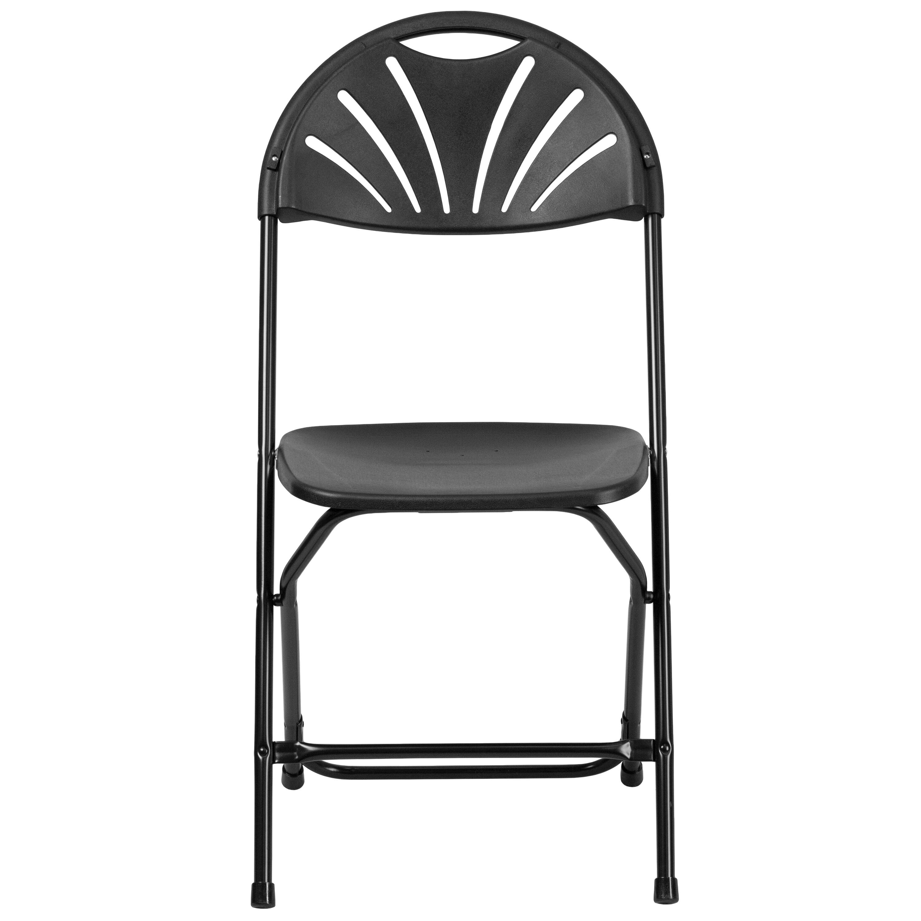 Alt View 8. Emma + Oliver - 8 Pack Wedding/Event Stackable Fan Back Plastic Folding Chair - Black.