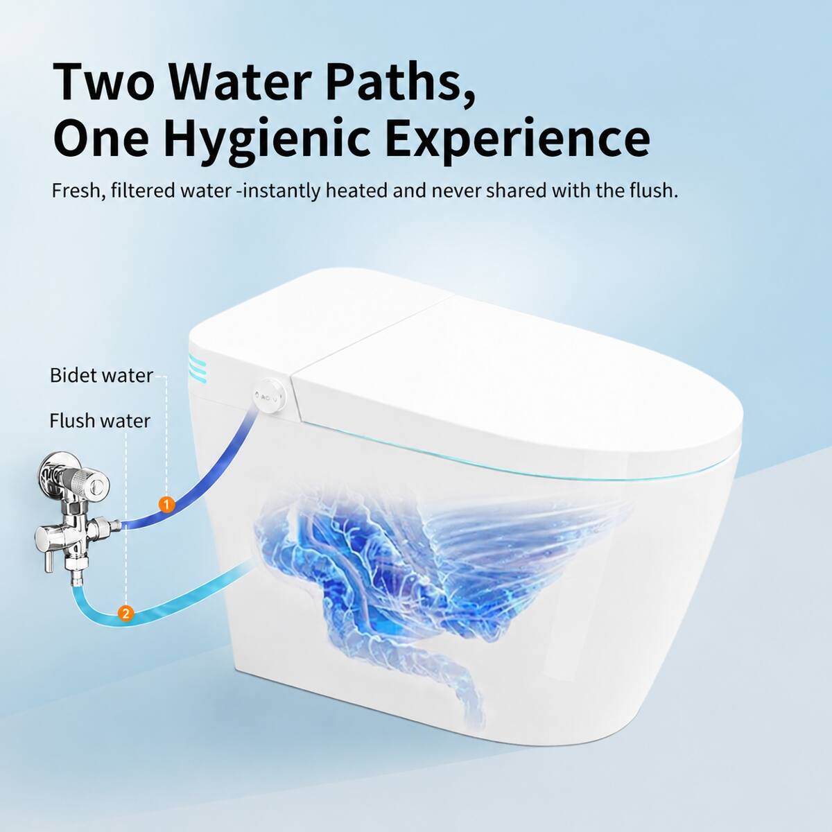 Loheer Tankless Smart Bidet Toilet One Piece Ceramic Heated Seat with ...
