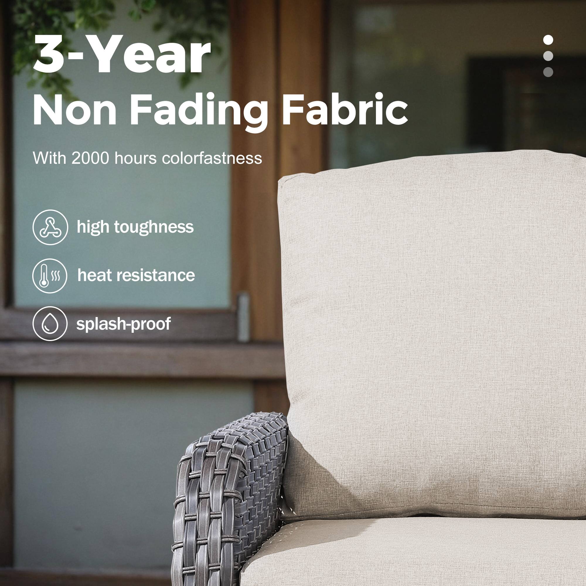 3-Year Non Fading Fabric

With 2000 hours colorfastness

- high toughness
- heat resistance
- splash-proof