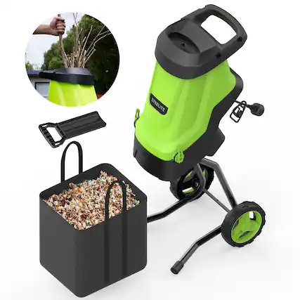 Front. Steelite - 15-Amp Electric Wood Chipper Shredder with 12-Gallon Collection Bag.