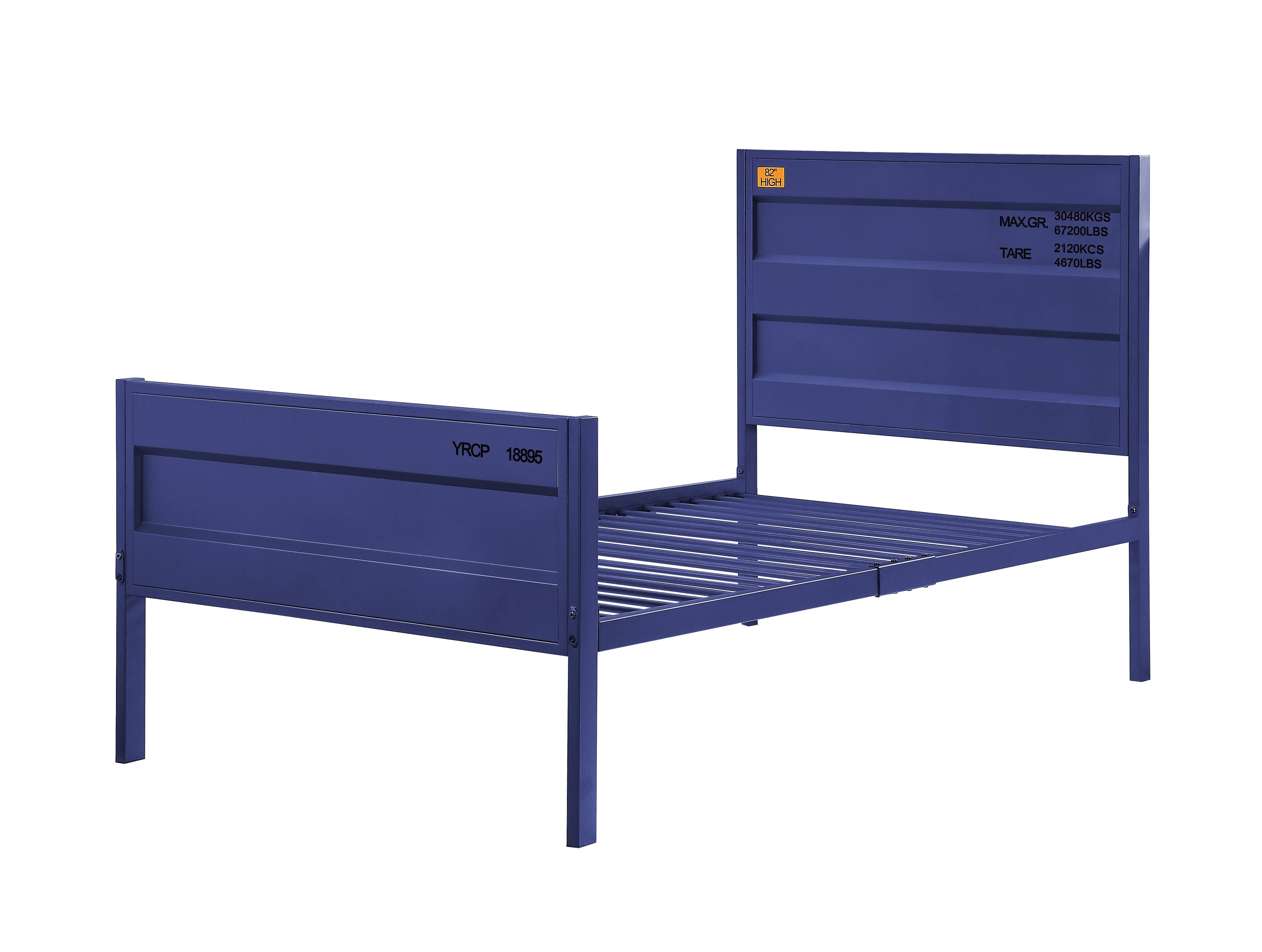 Photos - Bed MANHATTAN Lane - Industrial Style Metal Twin Size  with Straight Leg Support, Blue - Blue BM204620 