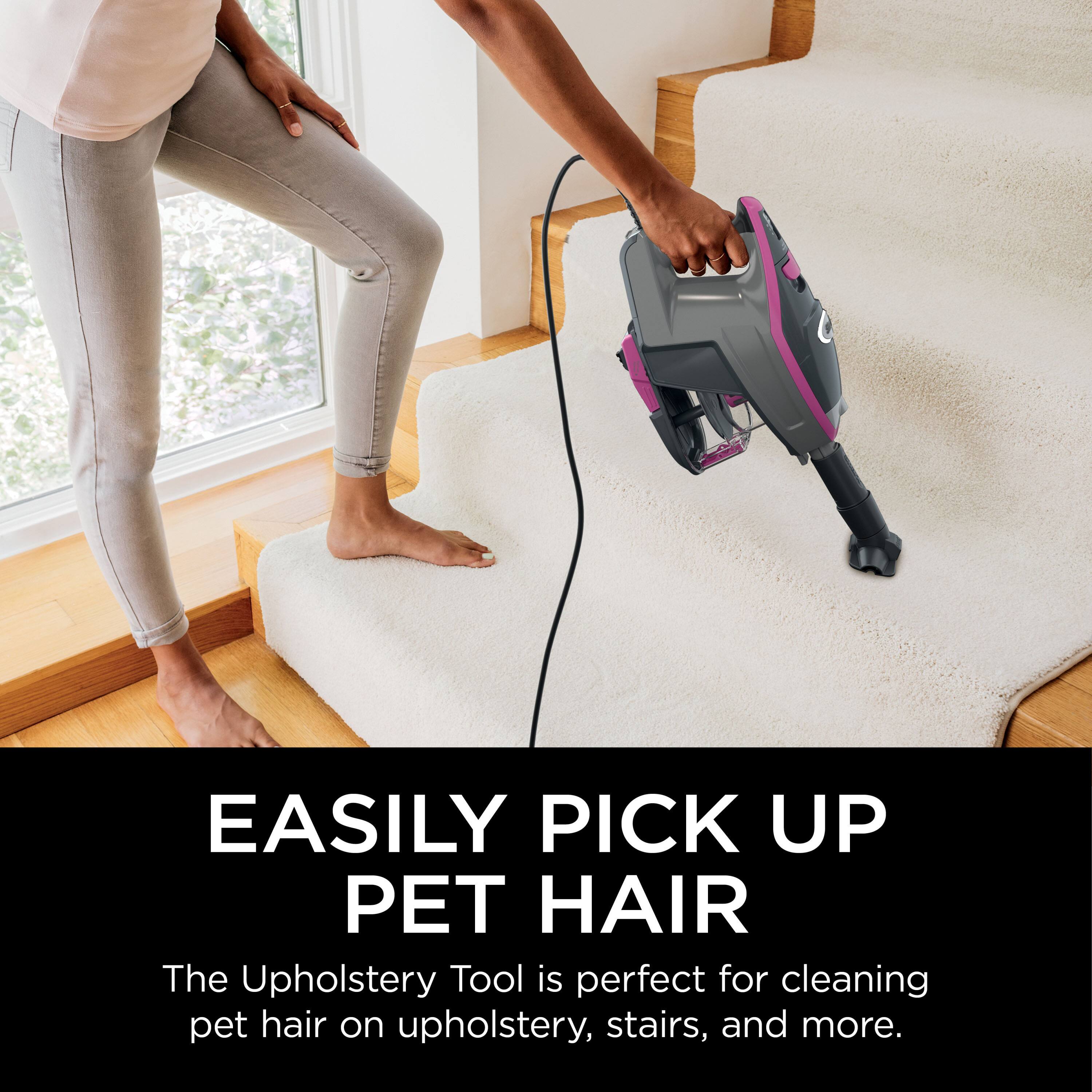 EASILY PICK UP PET HAIR

The Upholstery Tool is perfect for cleaning pet hair on upholstery, stairs, and more.
