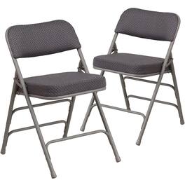 Flash Furniture - 2 Pack HERCULES Series Premium Curved Triple Braced & Hinged Fabric Upholstered Metal Folding Chair - Gray