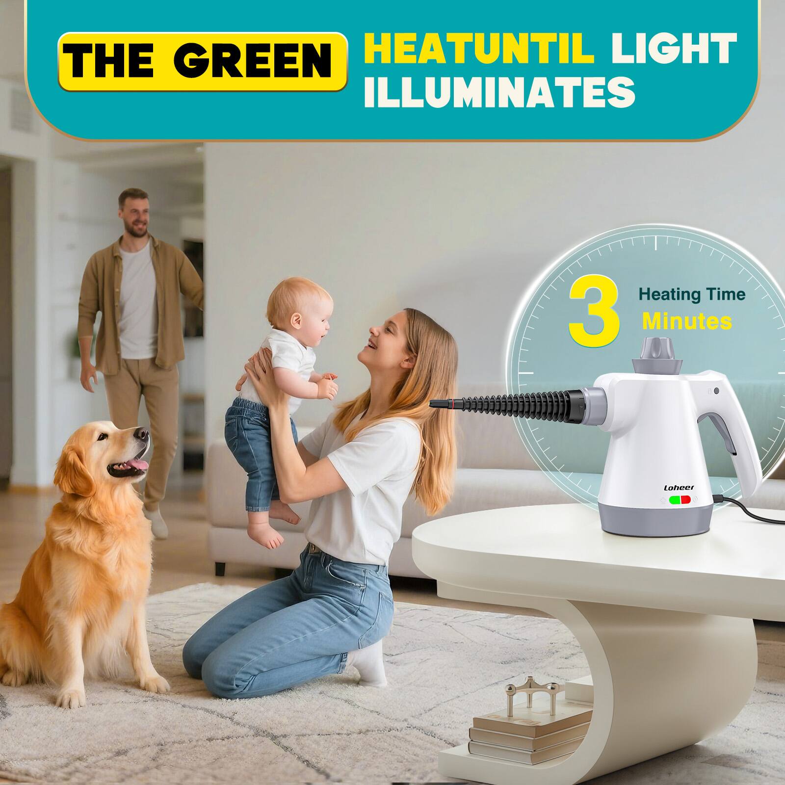 THE GREEN  
HEAT UNTIL LIGHT ILLUMINATES  
Heating Time: 3 Minutes  
Loheer