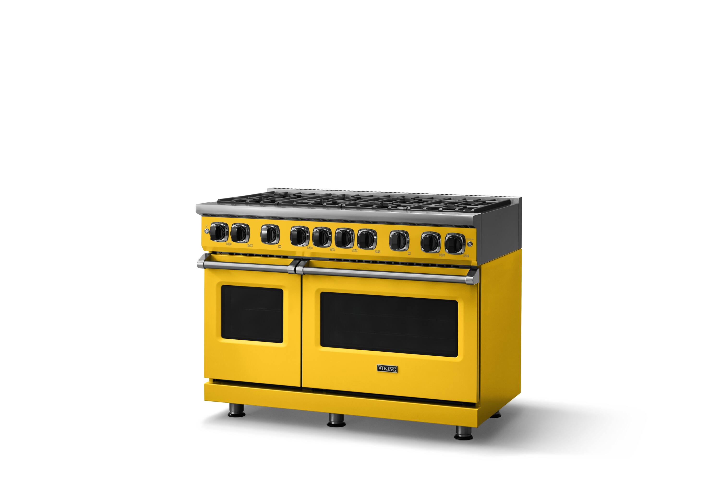 Angle. Viking - 48"W. 7.3 Cu. Ft. Freestanding Sealed 8 Burner Gas Range - Daffodil - Daffodil.