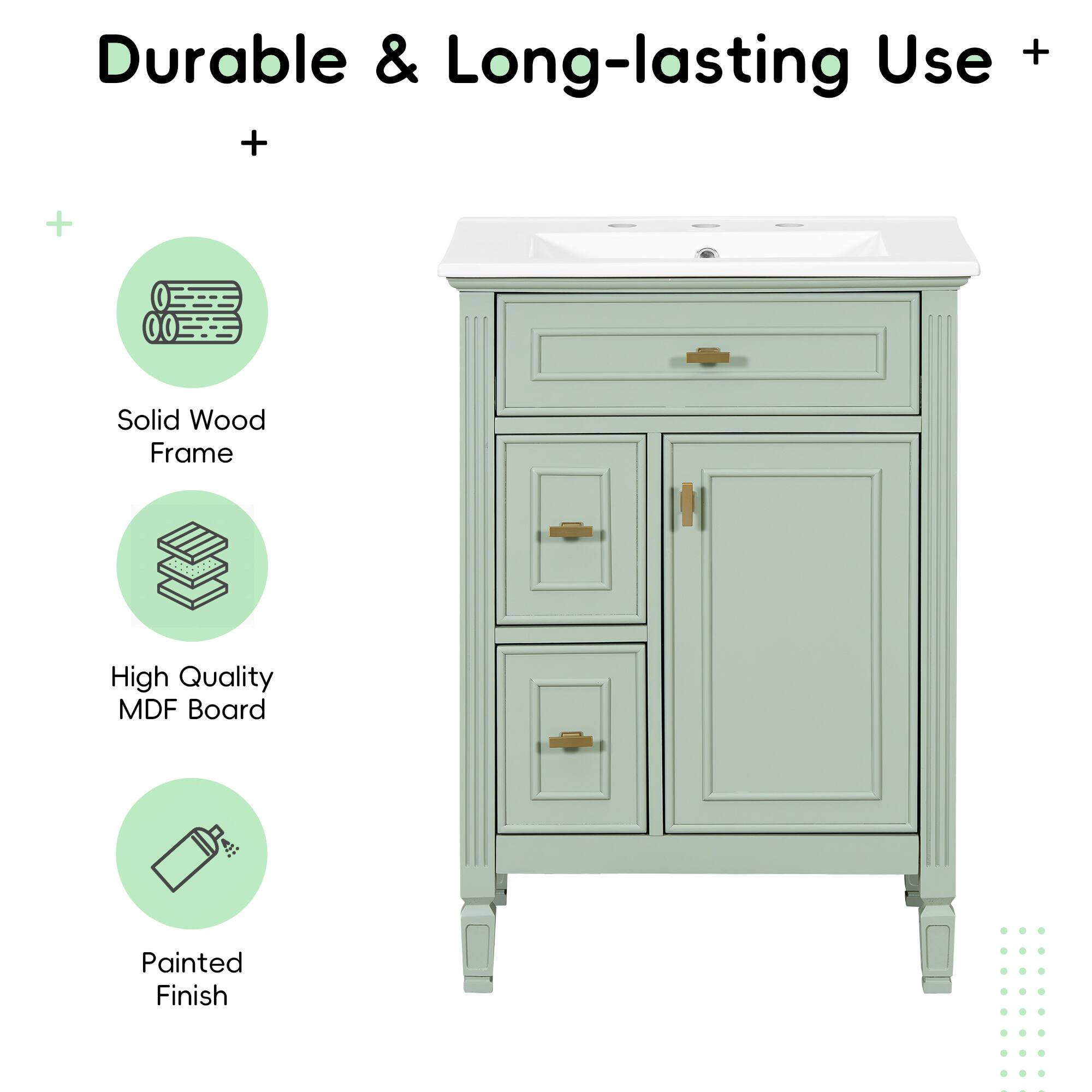 Durable & Long-lasting Use +  
Solid Wood Frame  
High Quality MDF Board  
Painted Finish