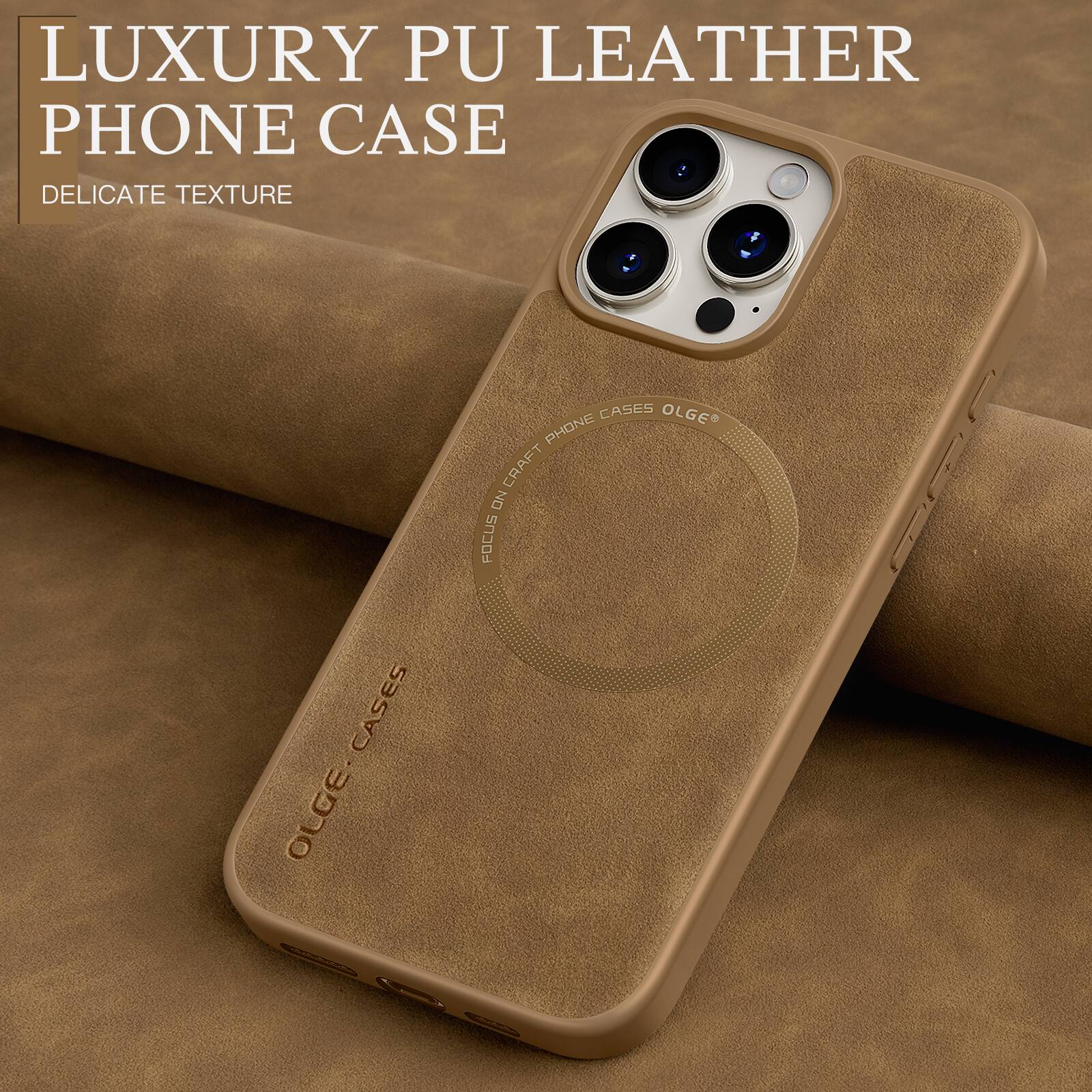 LUXURY PU LEATHER PHONE CASE  
DELICATE TEXTURE  
300 CASES OLGE PHONE CRAFT