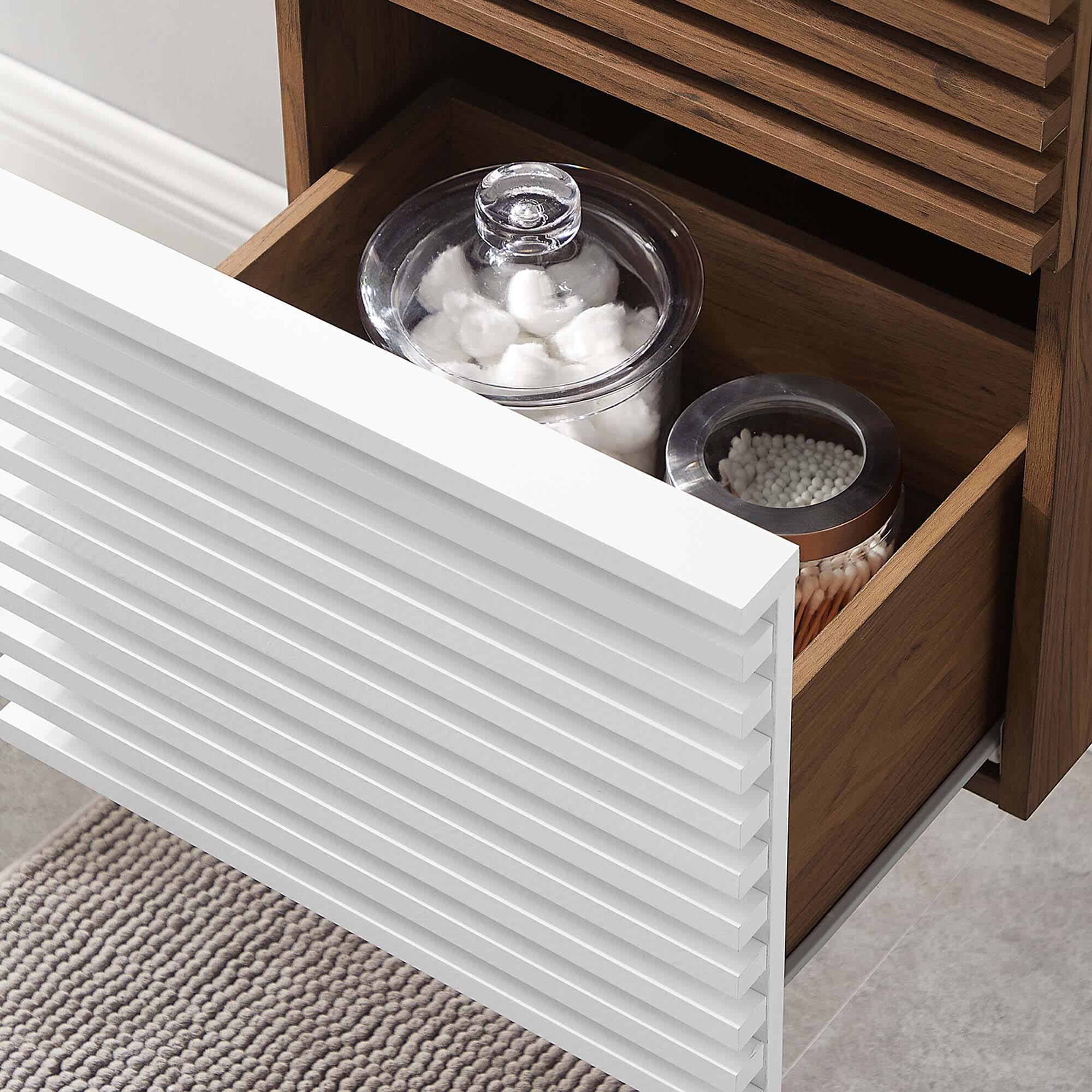 Back. Modway - Render Wall-Mount Bathroom Cabinet Basin Not Included - White Walnut.