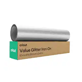 Cricut - Glitter Value Iron-on Heat Transfer Vinyl - 10 in x 8 ft - Silver