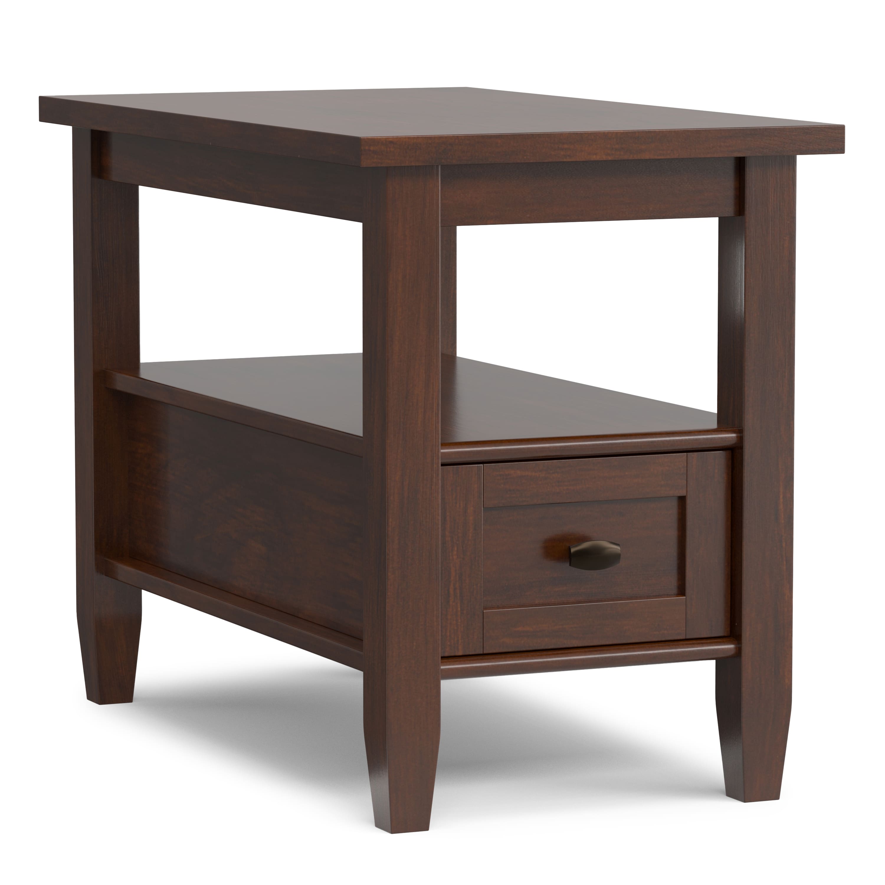 Simpli Home - Warm Shaker 14 inch Wide Solid Wood Transitional Narrow Side Table - Russet Brown