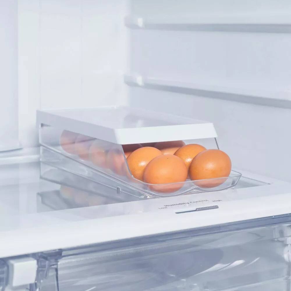 Alt View 2. OU - OU Egg Holder for Fridge, BPA Free Refrigerator Rolling Egg Organizer, Clear Container for Kitchen.