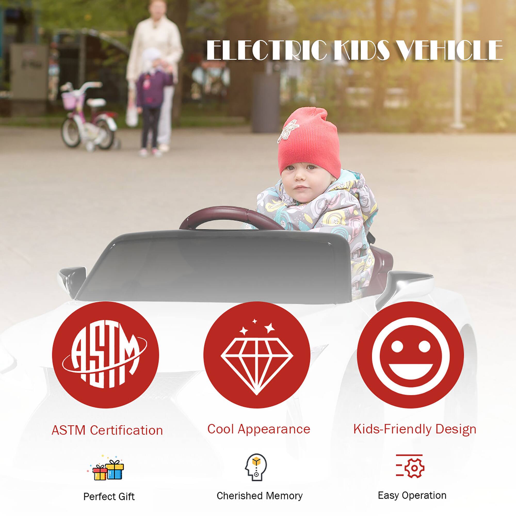 ELECTRIC KIDS VEHICLE

- ASTM Certification
- Cool Appearance
- Kids-Friendly Design
- Perfect Gift
- Cherished Memory
- Easy Operation