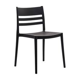 Flash Furniture - Bridgeport Indoor-Outdoor Stacking Patio Chair with Slatted Backrest, Commercial All-Weather Resin Chair - Black