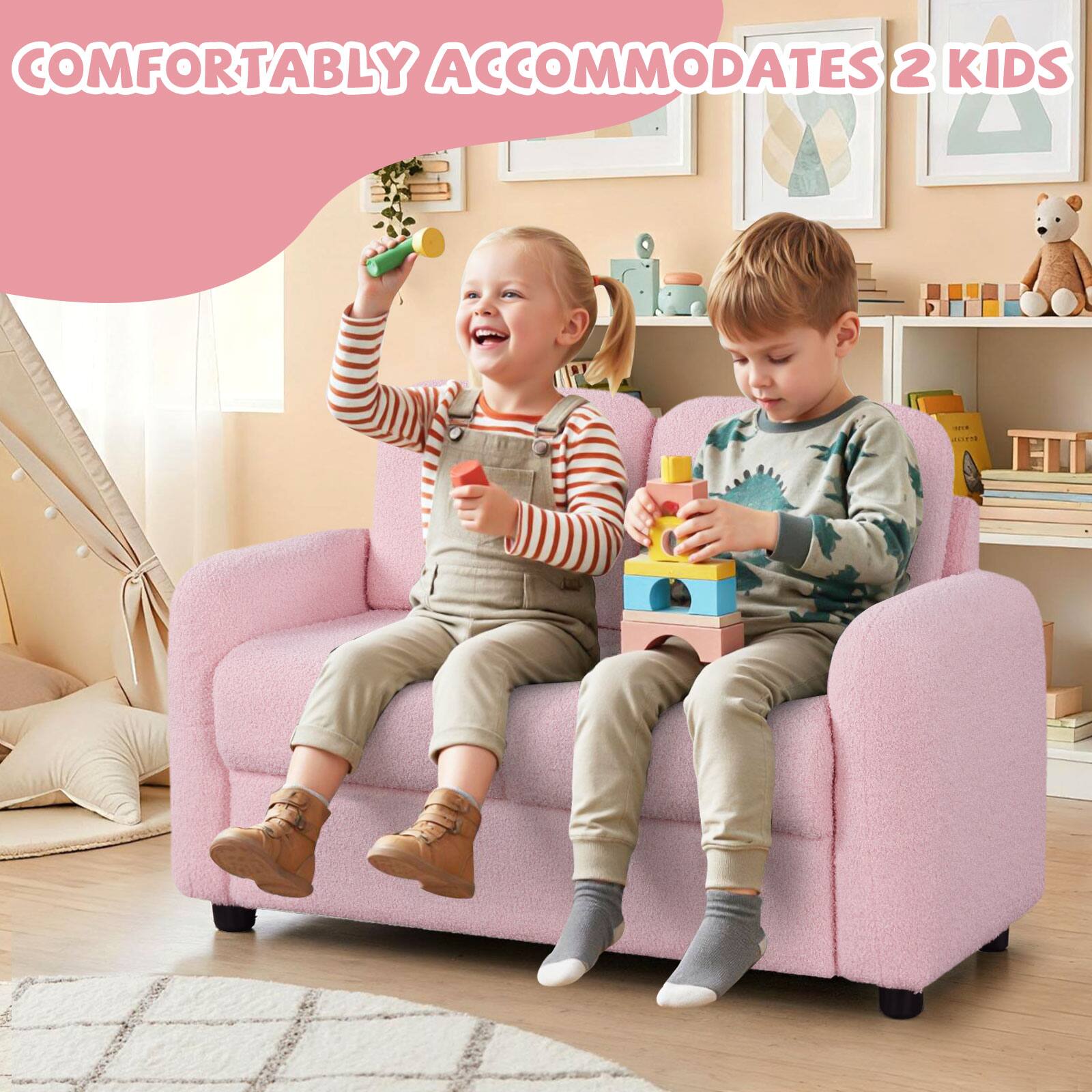 COMFORTABLY ACCOMMODATES 2 KIDS