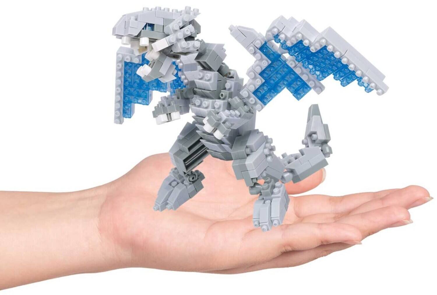 Alt View 2. Bandai - Nanoblock - Yu-Gi-Oh! Duel Monsters - Character Collection - Blue-Eyes White Dragon Building Kit   - COLLECTIBLES - Multicolor.