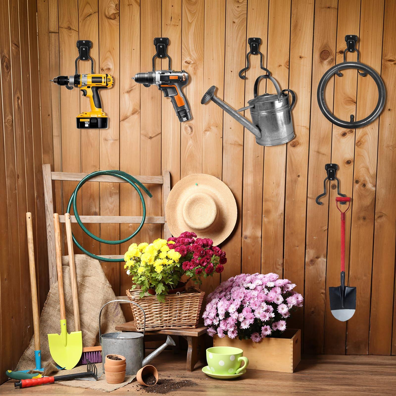 Alt View 7. Skar Audio - Garden Tool Wall Mount Rack 4-piece Steel String Trimmer Holder Garage Storage Hook For Weed Eater Leaf Blo... - Default.