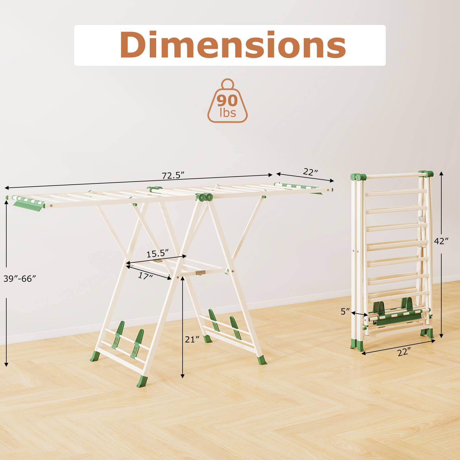 Dimensions:  
- Weight: 90 lbs  
- Length: 72.5"  
- Width: 22"  
- Height: 42"  
- Base: 22" x 21"  
- Step Height: 5"  
- Step Width: 15.5"  
- Adjustable Height: 39" - 66"