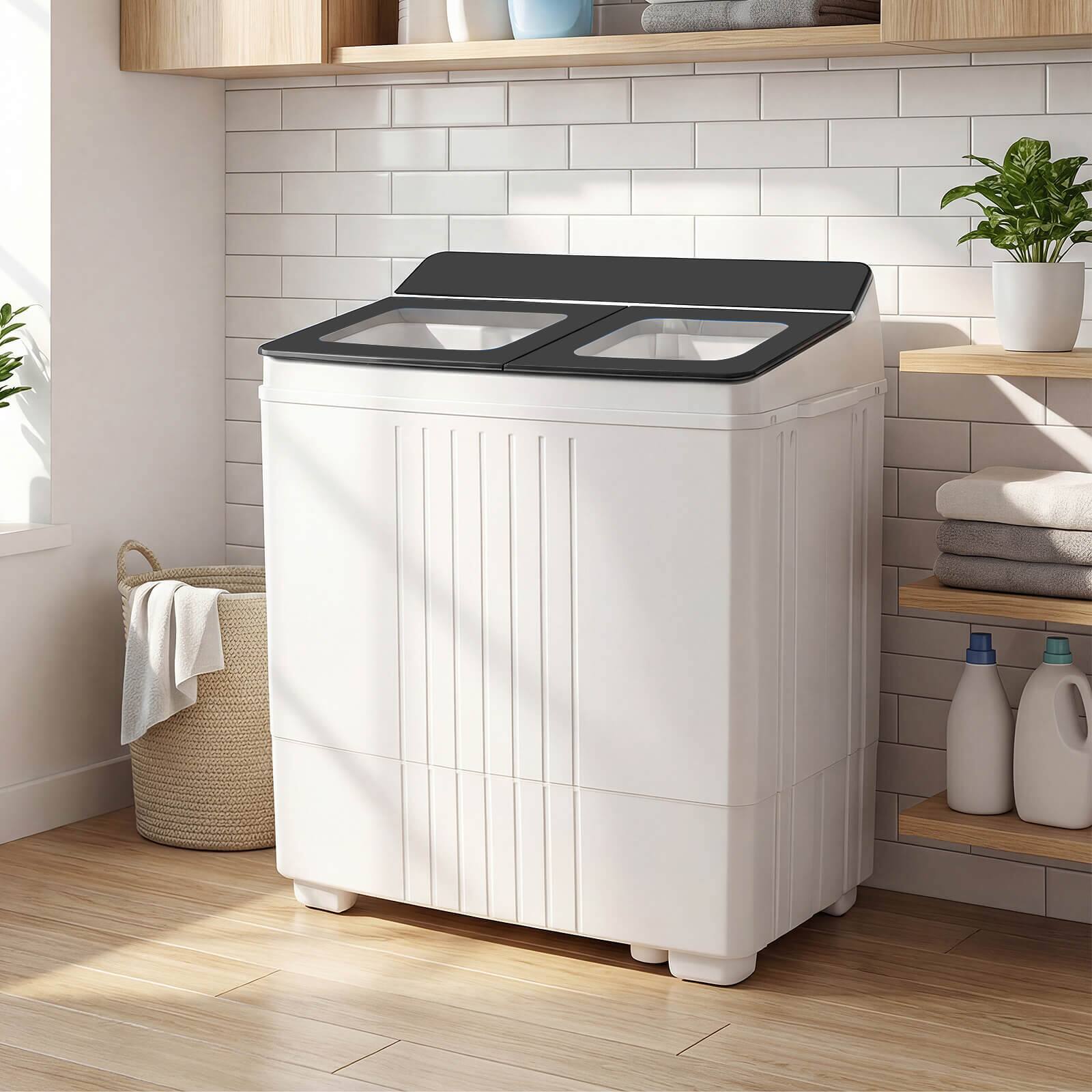 Alt View 3. Costway - Costway Portable Washing Machine, 20 lbs Compact Laundry Machine with 12 LBS Washer - Gray & White.