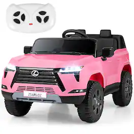 Costway - Ride on Car for Kids, 24V 4WD Licensed LEXUS GX550 Electric Vehicle with Remote - Pink