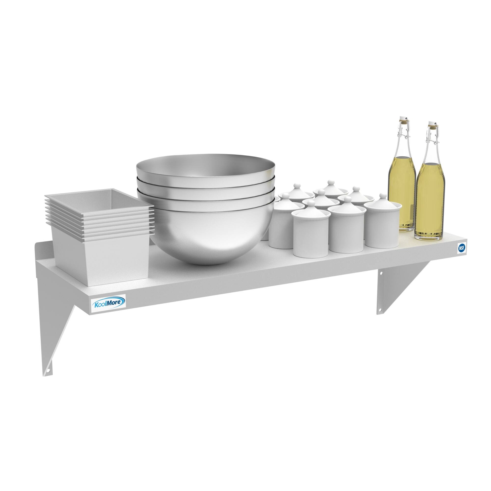 Front. Koolmore - 12" x 36" 18-Gauge Stainless-Steel Heavy Duty Wall Shelf, WMSH-1236. - Stainless-Steel.