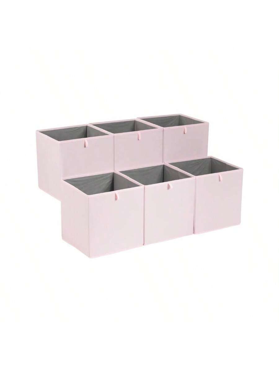 Front. Live At Space - Cube Organizer Bins, Collapsible Storage Baskets Shelves, Peony Pink, Pack of 6, 13x15x13 - 1.