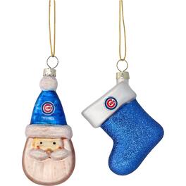 The Memory Company - Chicago Cubs Two-Pack Santa & Stocking Blown Glass Ornament Set - Multicolor