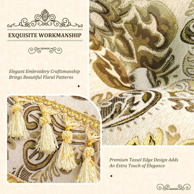 **EXQUISITE WORKMANSHIP**

- Elegant Embroidery Craftsmanship Brings Beautiful Floral Patterns
- Premium Tassel Edge Design Adds An Extra Touch of Elegance