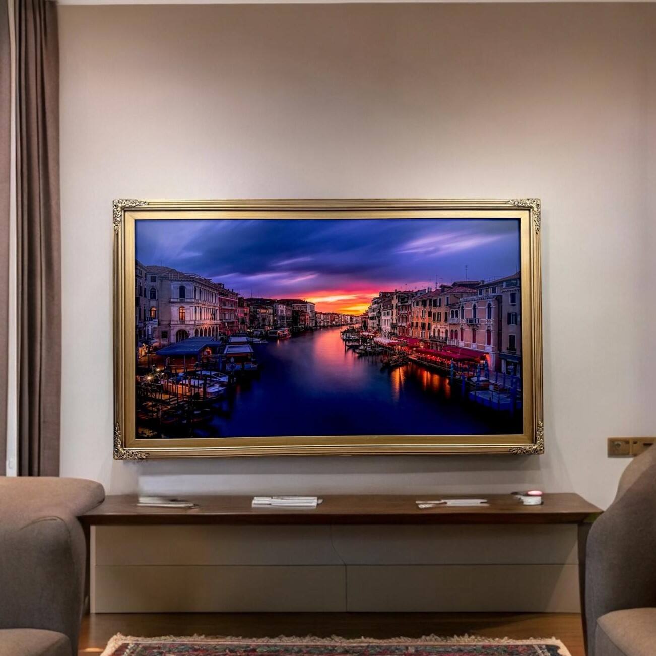 Alt View 10. LAREDO FRAME FACTORY - 55 inch Handmade ornate Tv frame for Samsung The Frame tv and Frame Pro Model - ANTIQUE GOLD.