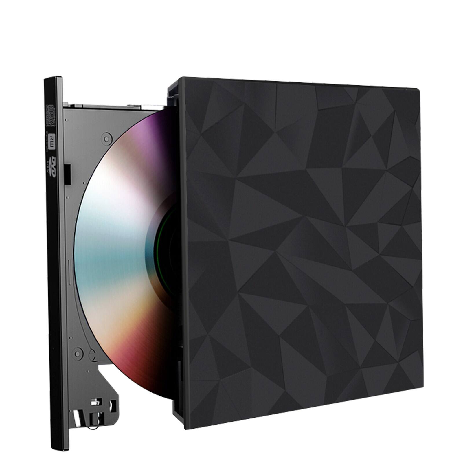 Alt View 5. Topteng - Slim Portable External DVD Drive USB 3.0 - CD/DVD Burner Writer with Unique Design for Mac, Laptop, PC - Black.