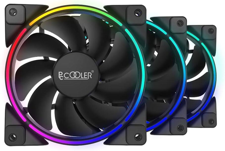 Front. PCCOOLER - Corona 3-in-1 ARGB Cooling Fans KIT - Black.