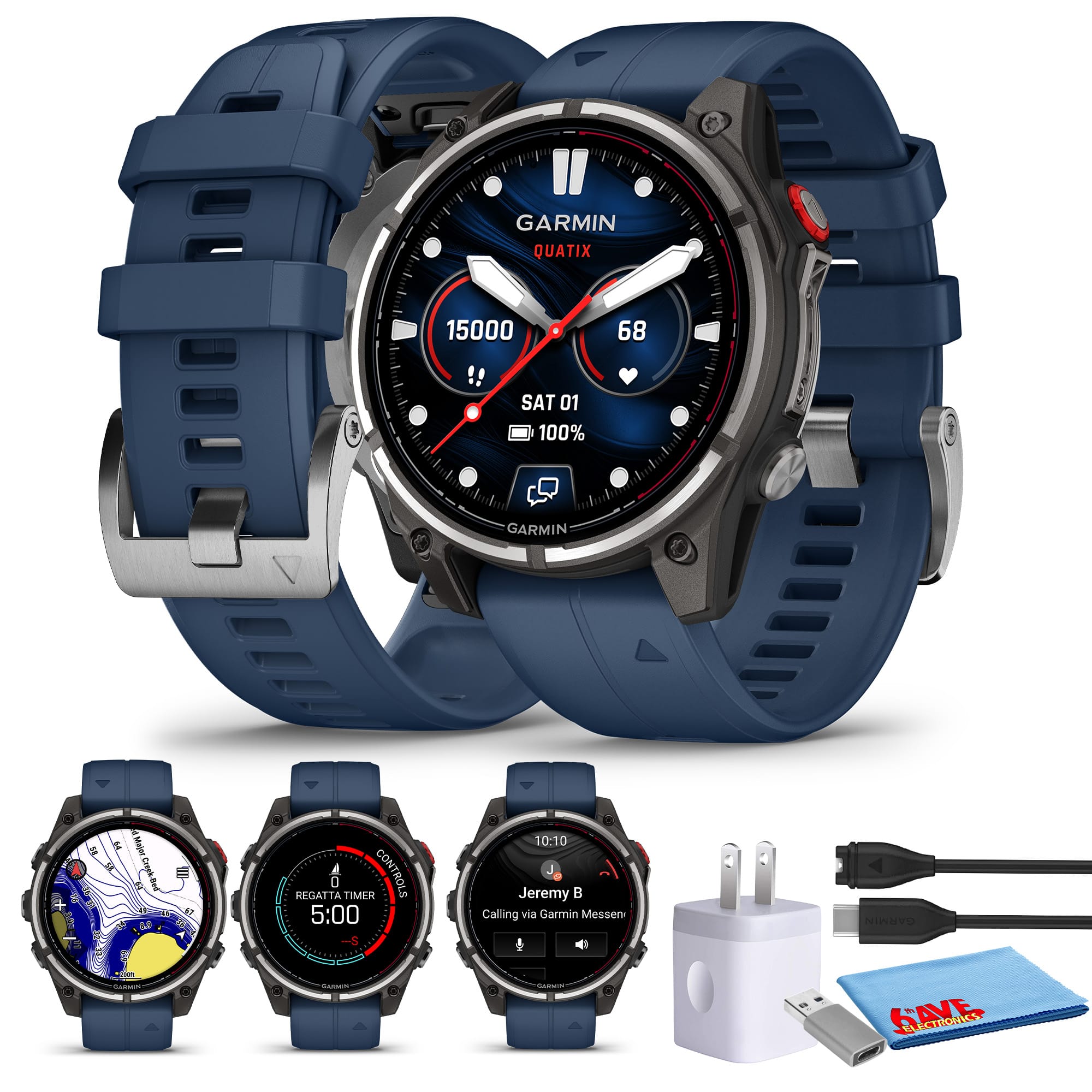 Bundle - Garmin - quatix 8 Pro 47mm Smartwatch AMOLED inReach - Black - (2024)