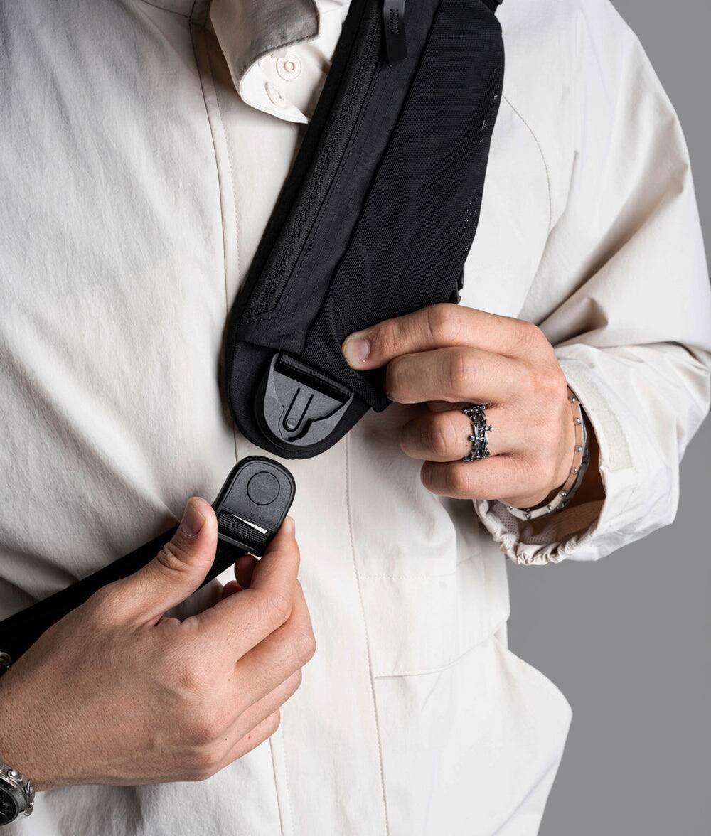 Alt View 1. ALPAKA - Metro Crossbody Left Shoulder Sling Bag Men,Sling Backpack - Fits 11" Tablet - Single Shoulder - Black Axoflux 210D.