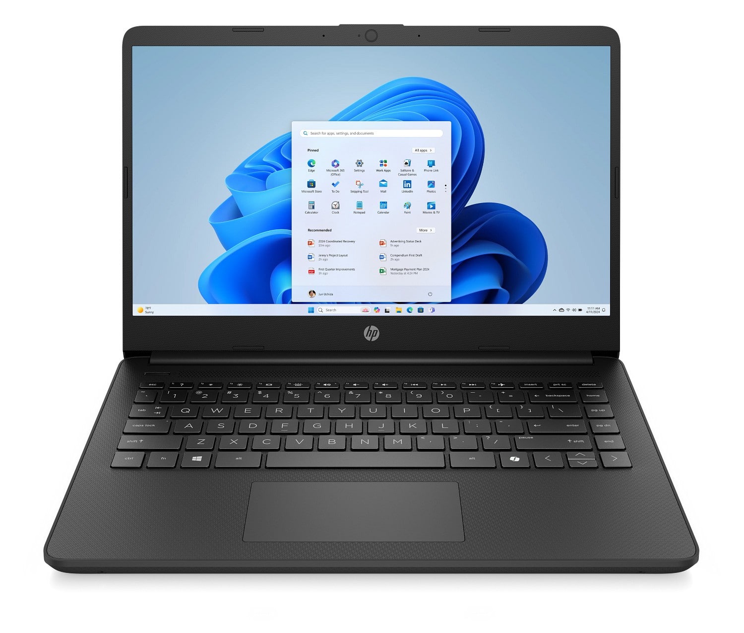 HP - essential laptop computer 14" hd n-series 4 gb memory;64 gb emmc - Black