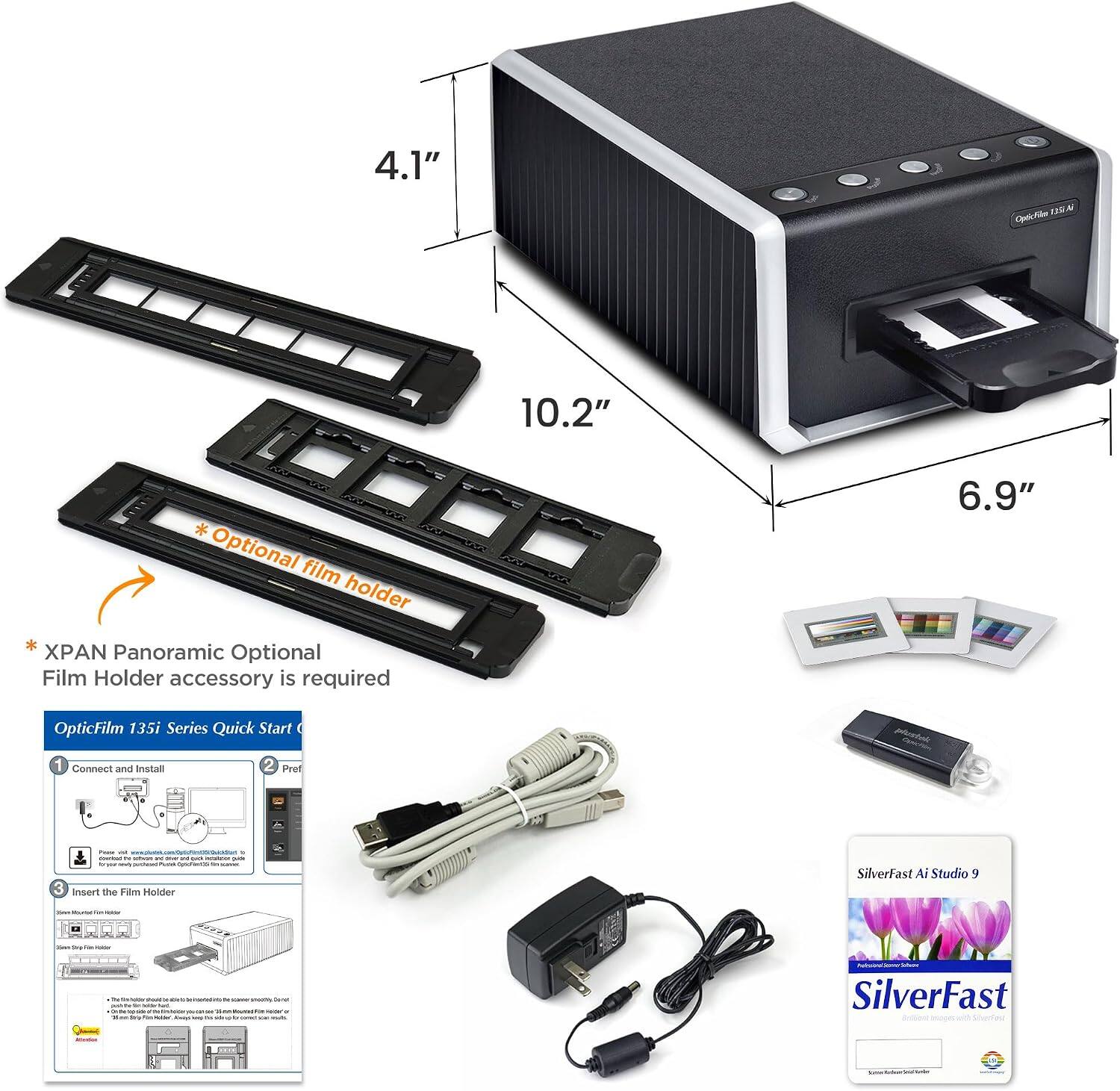 4.1" A ChlAlle 10.2" * Optional film holder 6.9" XAN Panoramic Optional Film Holder accessory is required OpticFilm 135i Series Quick Start C 1 Connect and Install 2 Prepare 3 Insert The Film Holder SilverFast Ai Studio 9 L - - - SilverFast