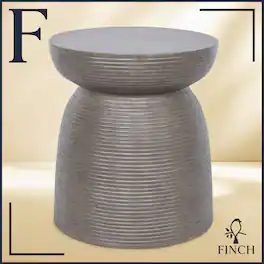 Finch - Clayton Cement Pedestal Side Table, Grey - Gray