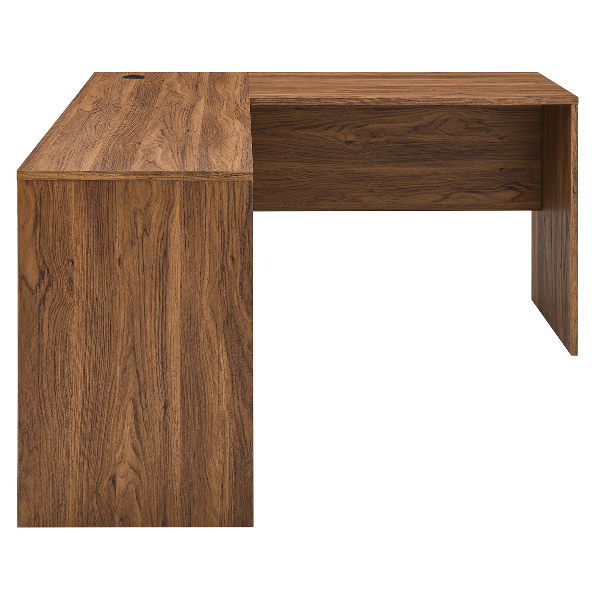 Angle. Modway - Venture L-Shaped Wood Office Desk by Modway - Walnut.